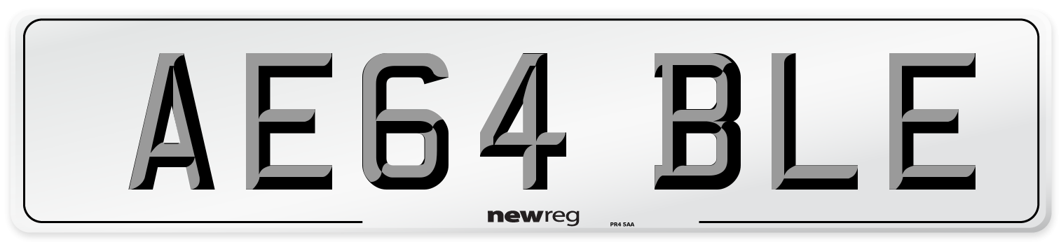 AE64 BLE Number Plate from New Reg